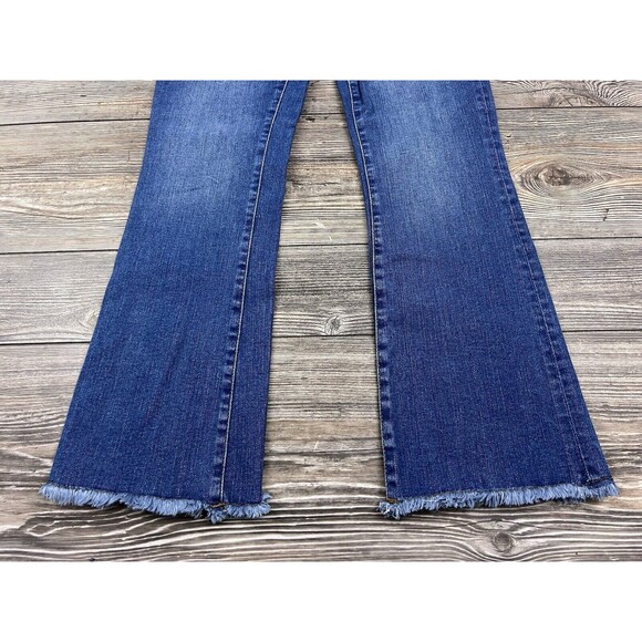 Free People Jeans Raw Bootcut Raw Hem Mid Rise Blue 29/27 Festival Boho Hippie - Picture 2 of 13